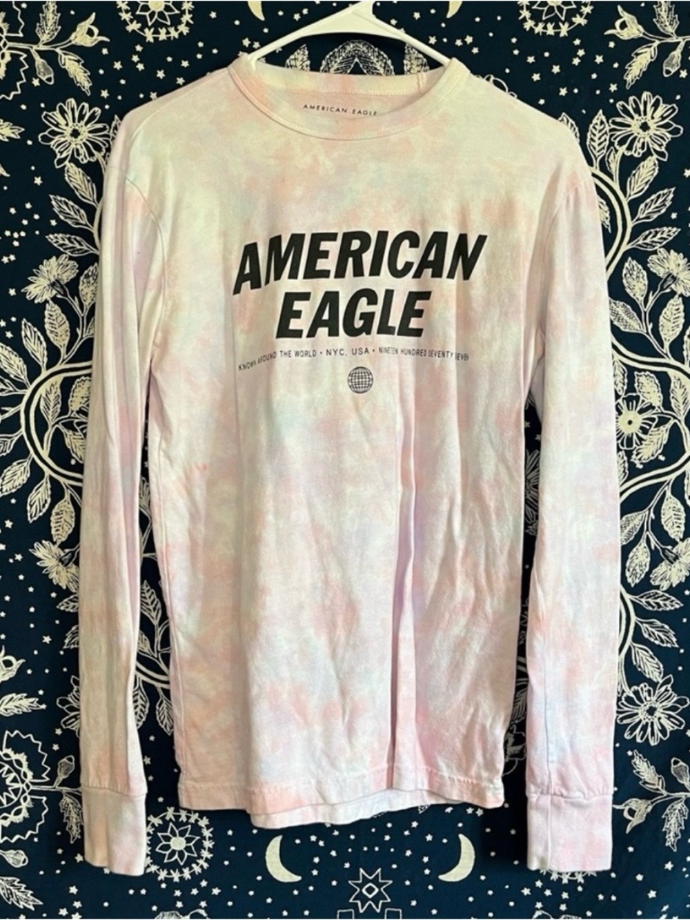 American Eagle Outfitters Pink Tie-Dye Long Sleeve Tee
